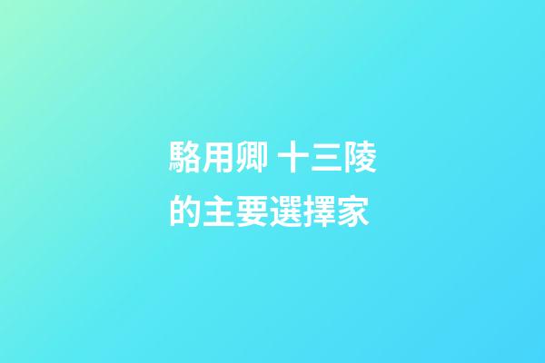 駱用卿 十三陵的主要選擇家